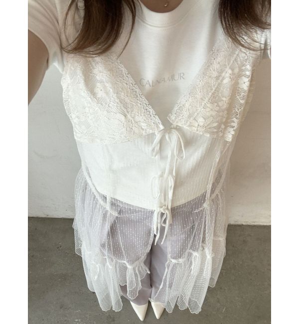 CALNAMUR「TULLE CAMISOLE DRESS/チュールキャミソールドレス」|ワンピース|
