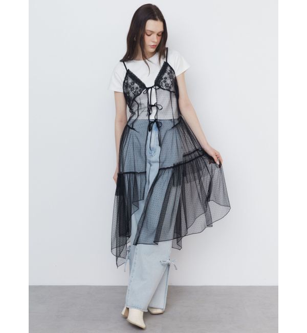CALNAMUR「TULLE CAMISOLE DRESS/チュールキャミソールドレス」|ワンピース|