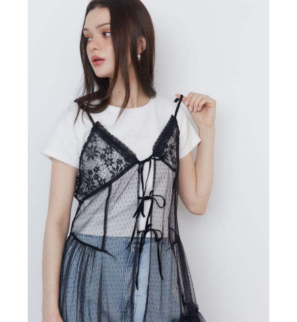 CALNAMUR「TULLE CAMISOLE DRESS/チュールキャミソールドレス」|ワンピース|