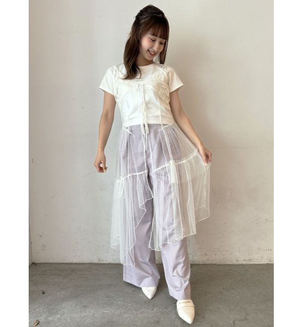 CALNAMUR「TULLE CAMISOLE DRESS/チュールキャミソールドレス」|ワンピース|