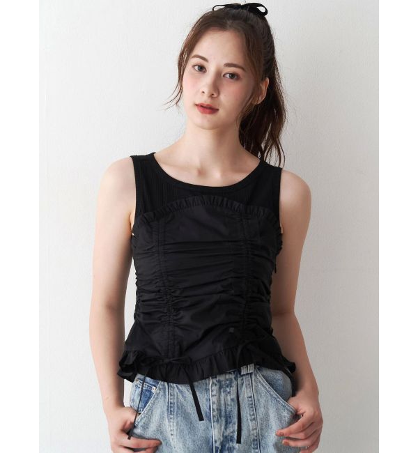 CALNAMUR「フェイクレイヤードビスチェ」|Tシャツ・カットソー|ブラック