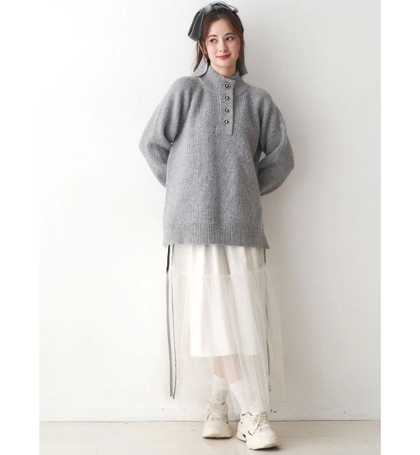 CALNAMUR「サイドライン&リボンチュールスカート」|スカート|