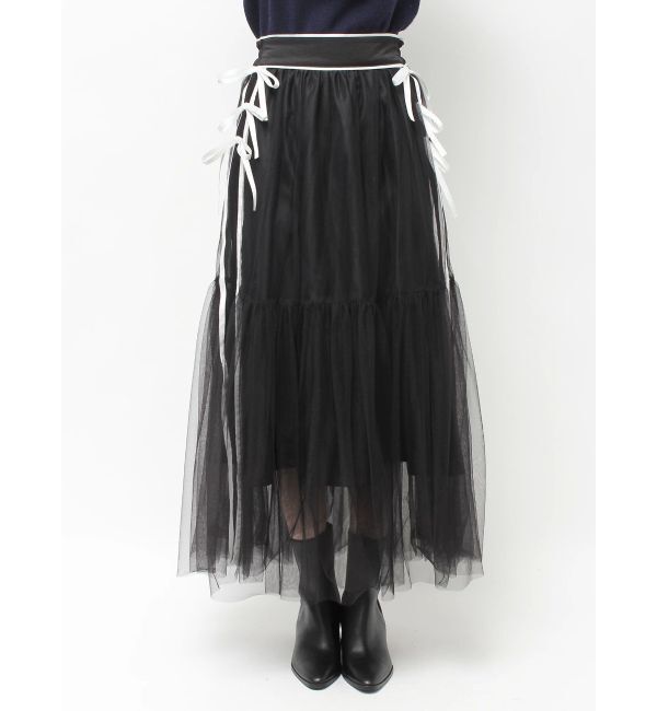 CALNAMUR「サイドライン&リボンチュールスカート」|スカート|