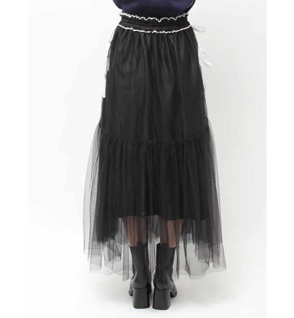 CALNAMUR「サイドライン&リボンチュールスカート」|スカート|