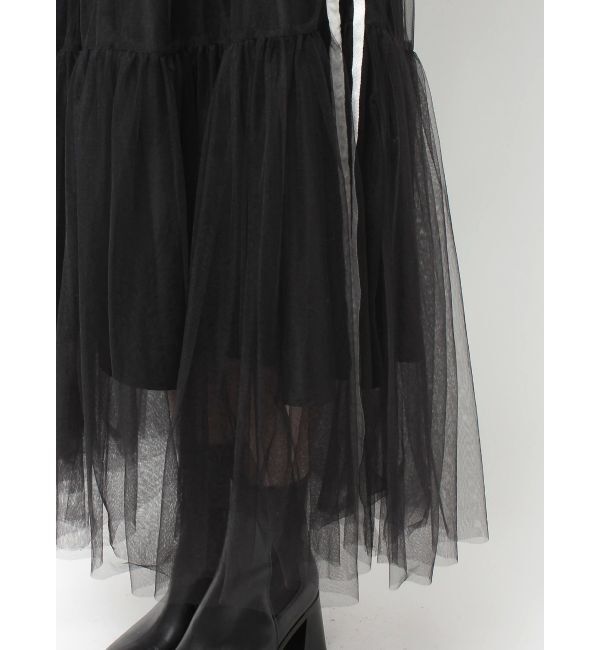 CALNAMUR「サイドライン&リボンチュールスカート」|スカート|