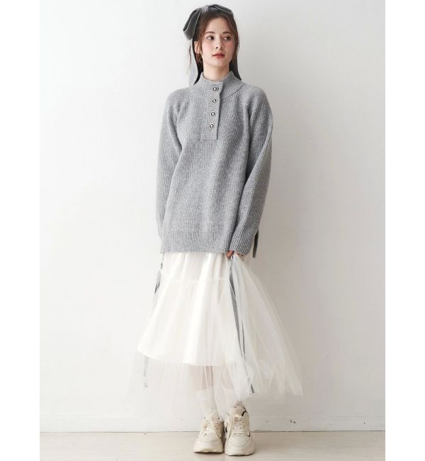 CALNAMUR「サイドライン&リボンチュールスカート」|スカート|
