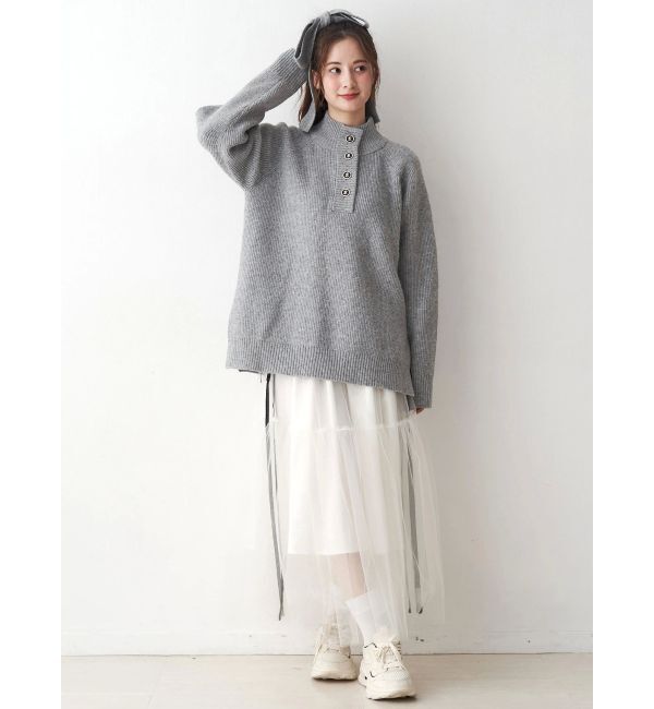 CALNAMUR「サイドライン&リボンチュールスカート」|スカート|