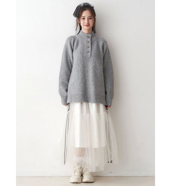 CALNAMUR「サイドライン&リボンチュールスカート」|スカート|