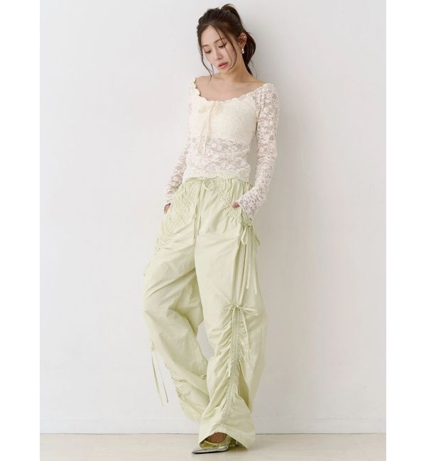 CALNAMUR「ピーチレースパットイントップス」|Tシャツ・カットソー|