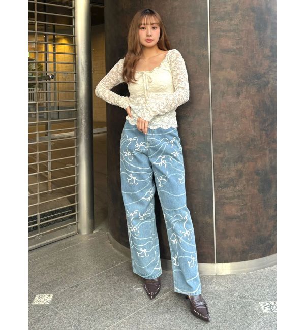 CALNAMUR「ピーチレースパットイントップス」|Tシャツ・カットソー|