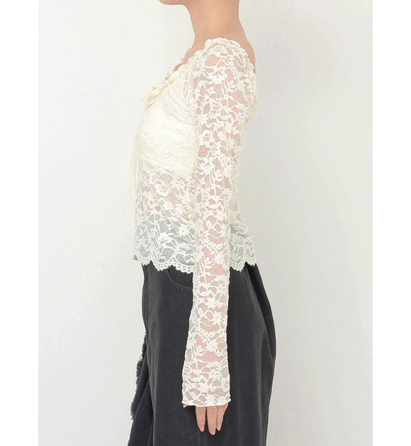 CALNAMUR「ピーチレースパットイントップス」|Tシャツ・カットソー|