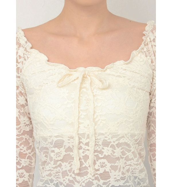 CALNAMUR「ピーチレースパットイントップス」|Tシャツ・カットソー|