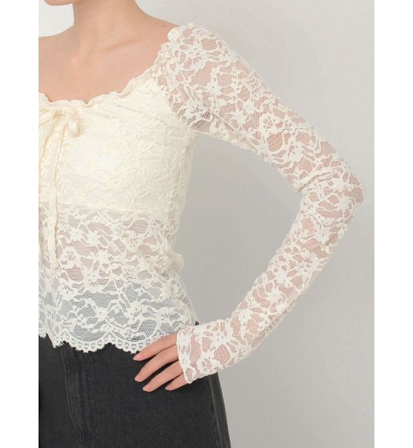CALNAMUR「ピーチレースパットイントップス」|Tシャツ・カットソー|