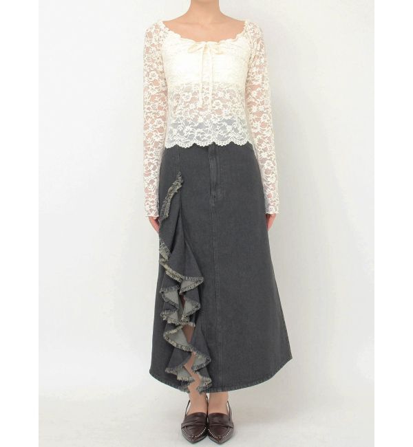 CALNAMUR「ピーチレースパットイントップス」|Tシャツ・カットソー|