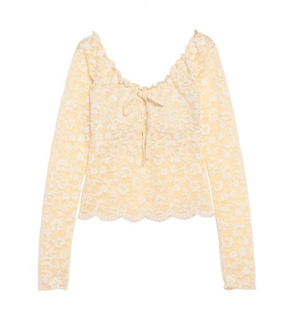 CALNAMUR「ピーチレースパットイントップス」|Tシャツ・カットソー|