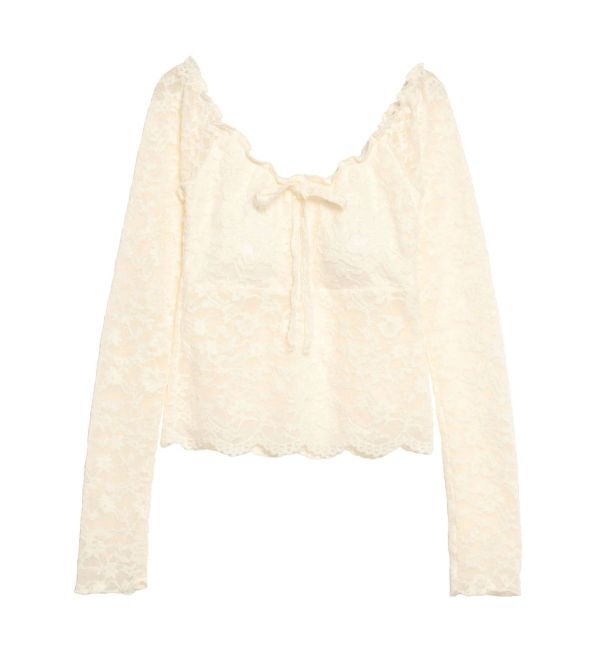 CALNAMUR「ピーチレースパットイントップス」|Tシャツ・カットソー|