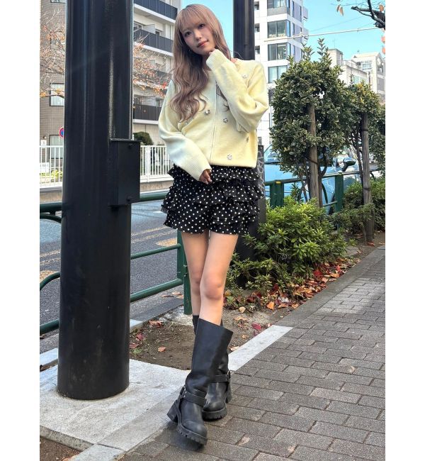 CALNAMUR「フロントジップビジューニットカーディガン」|カーディガン|