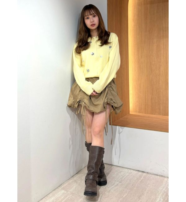 CALNAMUR「フロントジップビジューニットカーディガン」|カーディガン|