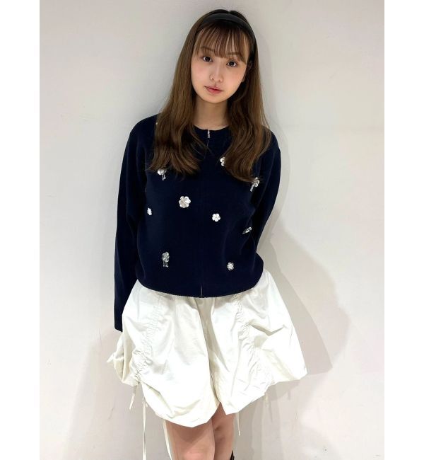 CALNAMUR「フロントジップビジューニットカーディガン」|カーディガン|