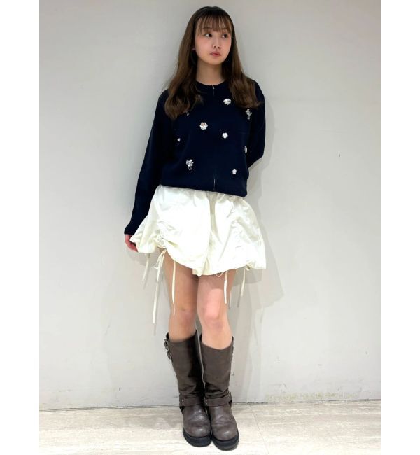 CALNAMUR「フロントジップビジューニットカーディガン」|カーディガン|