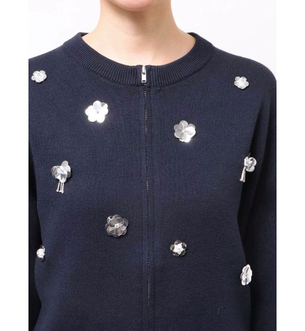 CALNAMUR「フロントジップビジューニットカーディガン」|カーディガン|