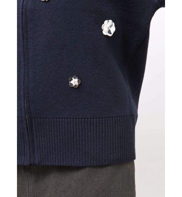 CALNAMUR「フロントジップビジューニットカーディガン」|カーディガン|