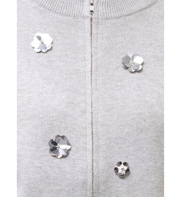 CALNAMUR「フロントジップビジューニットカーディガン」|カーディガン|