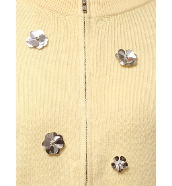 CALNAMUR「フロントジップビジューニットカーディガン」|カーディガン|