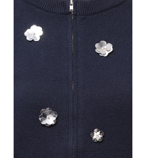 CALNAMUR「フロントジップビジューニットカーディガン」|カーディガン|