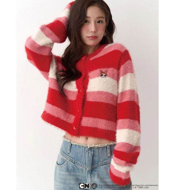 CALNAMUR「【パワーパフ ガールズ】カラーボーダーニットカーデ」|カーディガン|