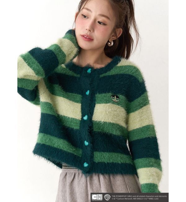CALNAMUR「【パワーパフ ガールズ】カラーボーダーニットカーデ」|カーディガン|