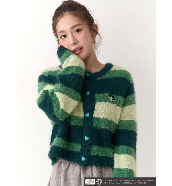 CALNAMUR「【パワーパフ ガールズ】カラーボーダーニットカーデ」|カーディガン|