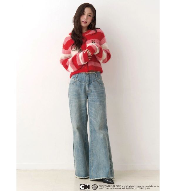 CALNAMUR「【パワーパフ ガールズ】カラーボーダーニットカーデ」|カーディガン|