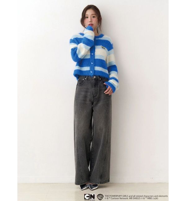 CALNAMUR「【パワーパフ ガールズ】カラーボーダーニットカーデ」|カーディガン|