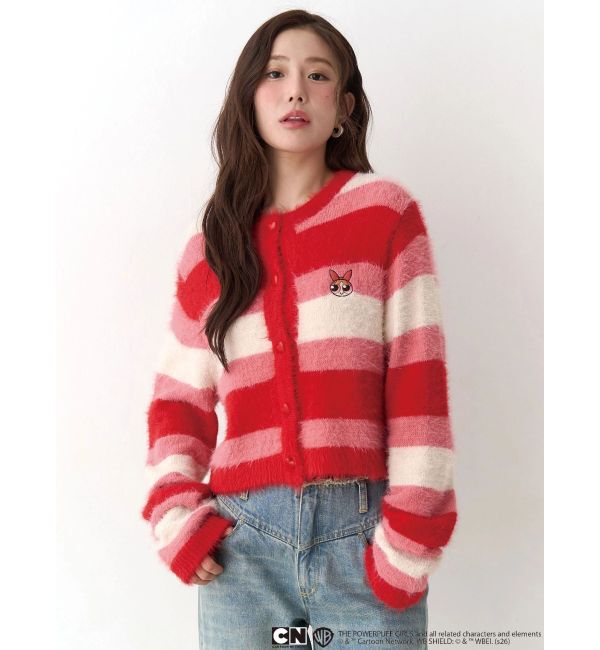 CALNAMUR「【パワーパフ ガールズ】カラーボーダーニットカーデ」|カーディガン|