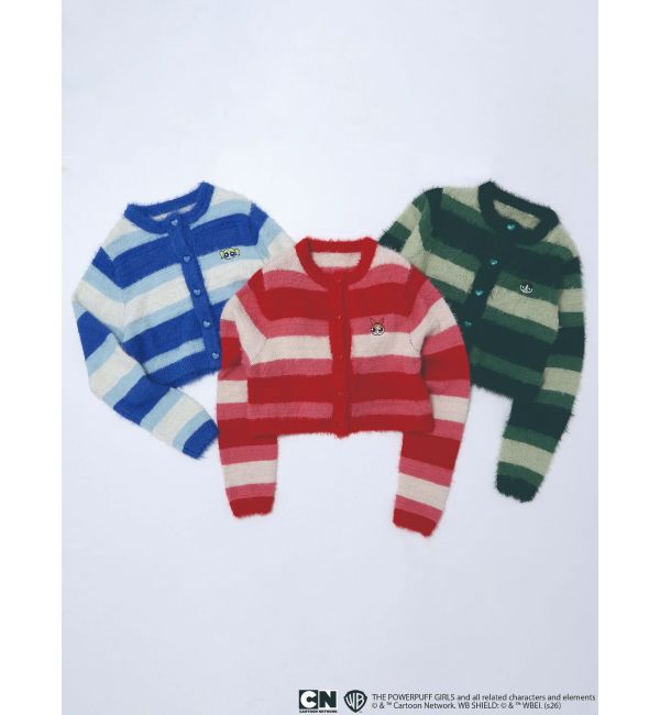 CALNAMUR「【パワーパフ ガールズ】カラーボーダーニットカーデ」|カーディガン|