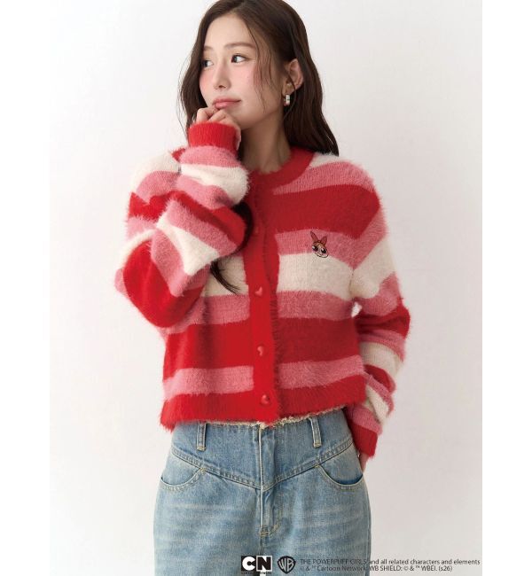 CALNAMUR「【パワーパフ ガールズ】カラーボーダーニットカーデ」|カーディガン|