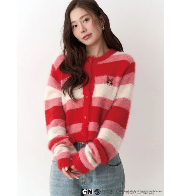 CALNAMUR「【パワーパフ ガールズ】カラーボーダーニットカーデ」|カーディガン|