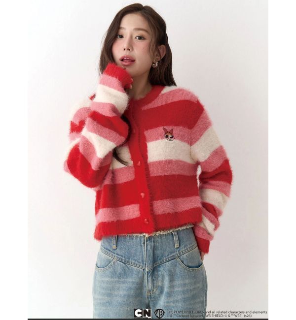 CALNAMUR「【パワーパフ ガールズ】カラーボーダーニットカーデ」|カーディガン|