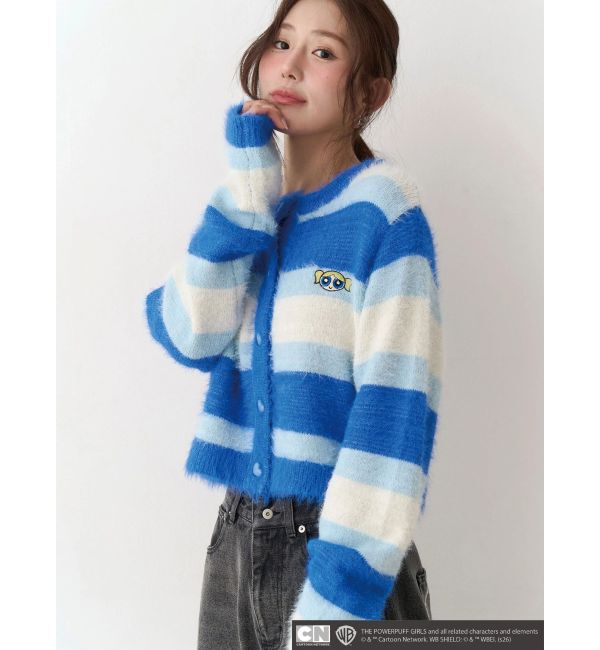 CALNAMUR「【パワーパフ ガールズ】カラーボーダーニットカーデ」|カーディガン|