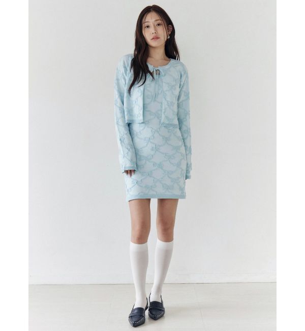 CALNAMUR「リボンジャガードカーディガン」|カーディガン|