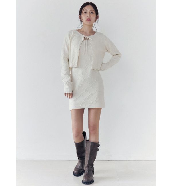 CALNAMUR「リボンジャガードカーディガン」|カーディガン|