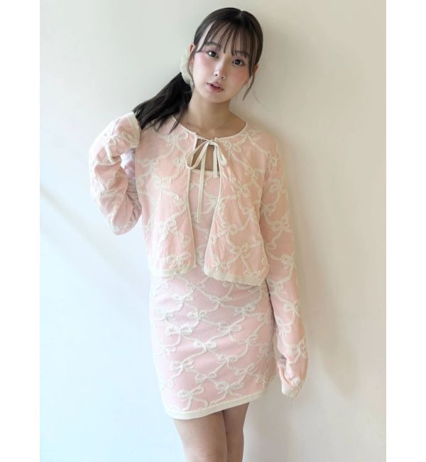 CALNAMUR「リボンジャガードカーディガン」|カーディガン|