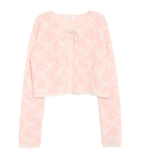 CALNAMUR「リボンジャガードカーディガン」|カーディガン|