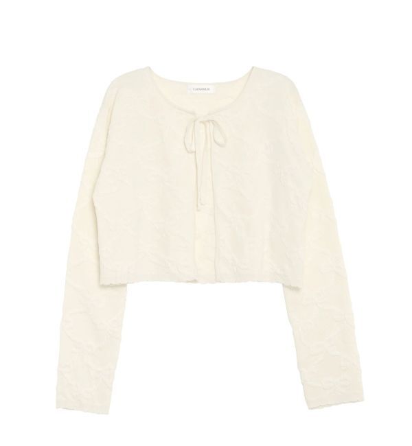 CALNAMUR「リボンジャガードカーディガン」|カーディガン|