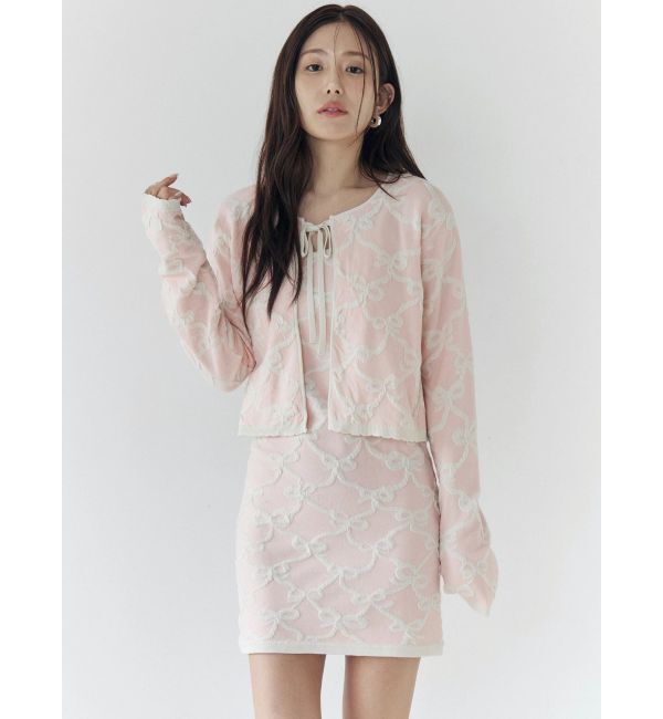 CALNAMUR「リボンジャガードカーディガン」|カーディガン|