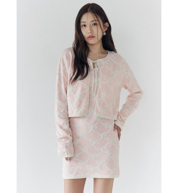 CALNAMUR「リボンジャガードカーディガン」|カーディガン|