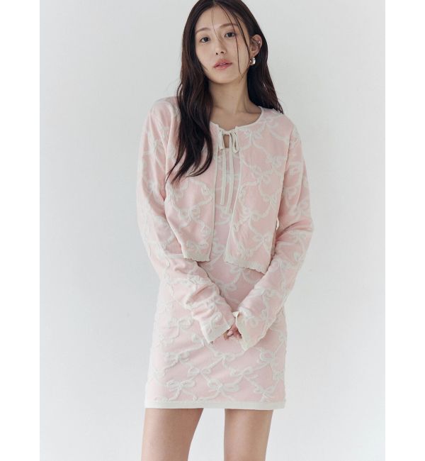 CALNAMUR「リボンジャガードカーディガン」|カーディガン|