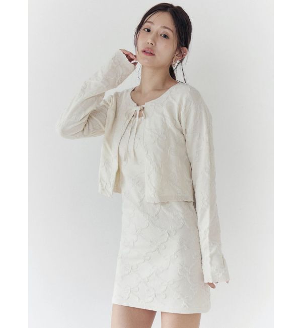 CALNAMUR「リボンジャガードカーディガン」|カーディガン|