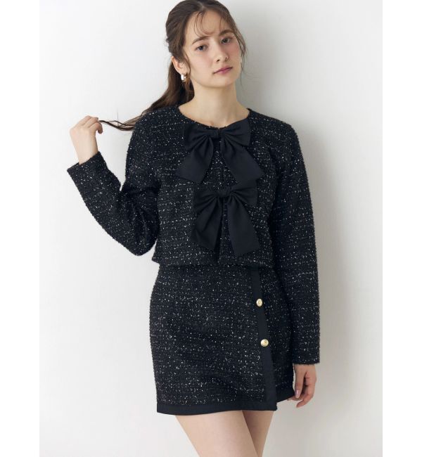 CALNAMUR「カットラメツイードラップ調スカート」|スカート|